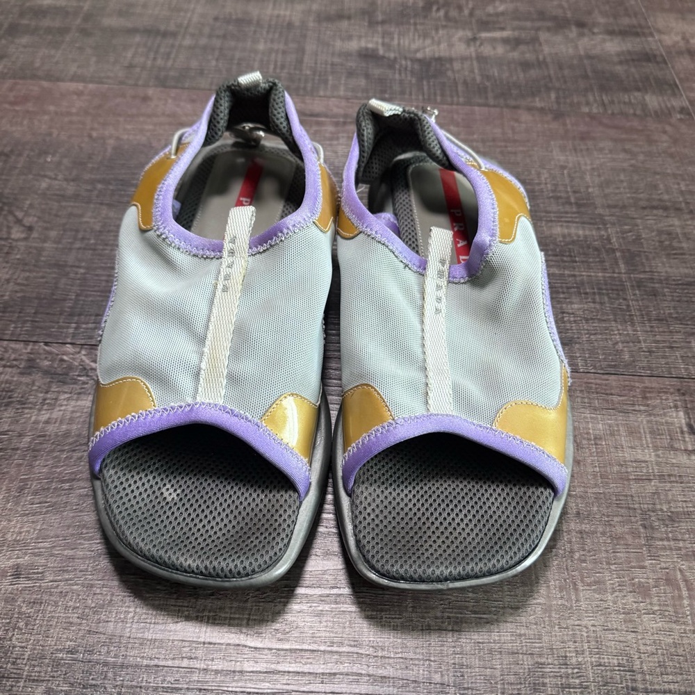 Prada Gray and Yellow Open-Toe Sandals - Picture 2 of 10